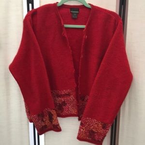 Wool sweater button front red petite M by Sigrid Olsen Sport
